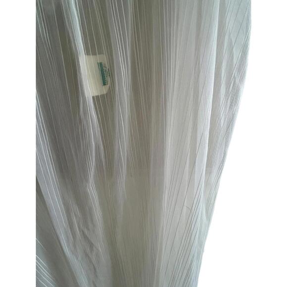 Vintage Dorsay Sheer Shadow Stripe Nightgown Transparent Boudoir Maxi Lingerie M - Picture 8 of 13